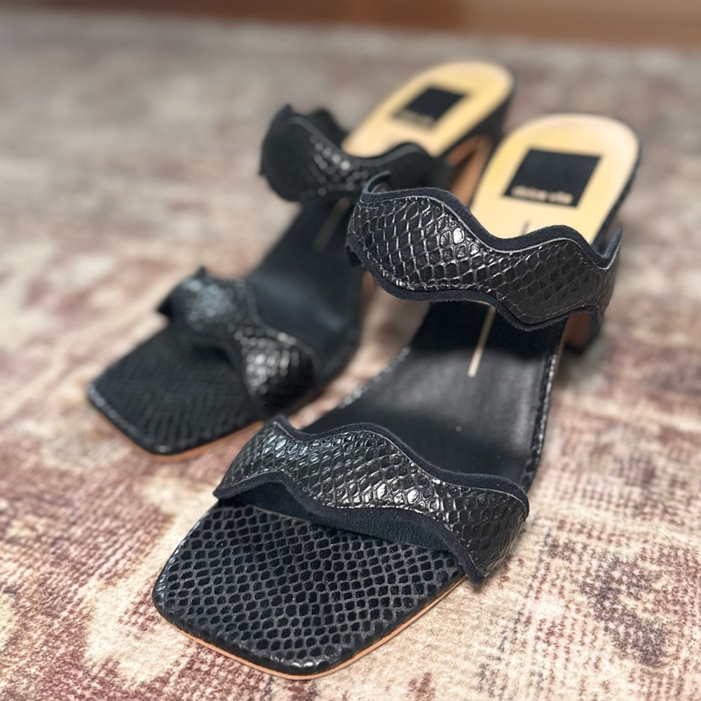 Dolce Vita Black Crocodile Heels